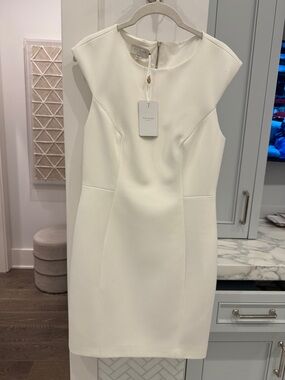 Ted Baker Ivory Cap-Sleeve Midi Sheath Dress NWT